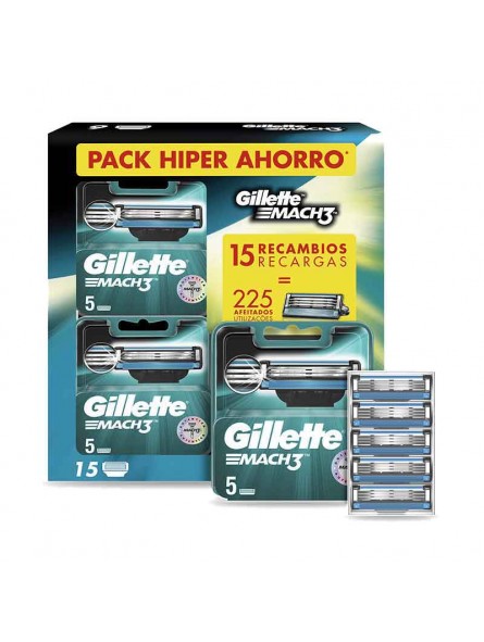 Refill Razor Blades for Gillette Mach3 Pack 15 units-ppal