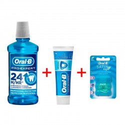Oral B Pro Expert Professional Protection Toothpaste + Mouthwash + Satin Floss Mint Pack