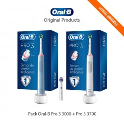 Pack 2 Brosses Électriques Rechargeables Oral-B Pro 3 3000 + Pro 3 3700