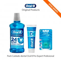 Pack Oral B Pro Expert Professional Dentifrice + Bain de bouche + Satin Floss Fil dentaire Menthe
