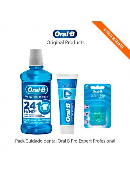 Pack Oral B Pro Expert Professional Dentifrice + Bain de bouche + Satin Floss Fil dentaire Menthe-ppal