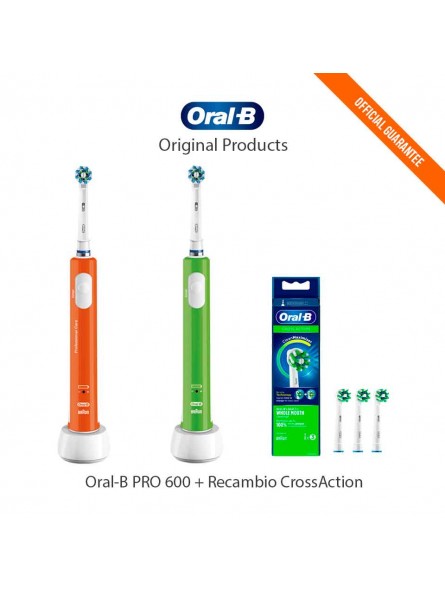 Oral-B Pro 600 CrossAction - Pack 2 Brosses à dents Électriques Rechargeables-ppal