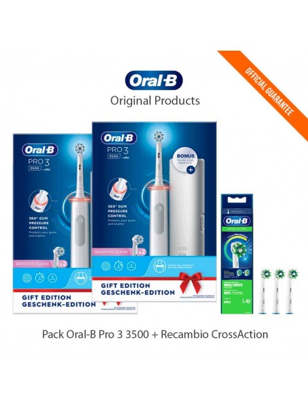 2 Pack Rechargeable Electric Toothbrushes Oral-B Pro 3 3500-ppal